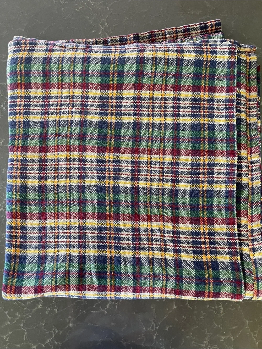 Ralph Lauren Vintage Heritage Tartan Plaid Cotton Queen Size Blanket